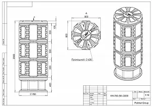 Пластиковый колодец связи КН-780/2000 М с крышкой D780 мм 3
