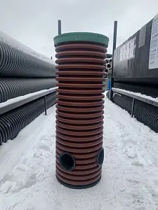 Дренажный колодец d368 h1000 с зеленой крышкой (отводы 110 мм) 8