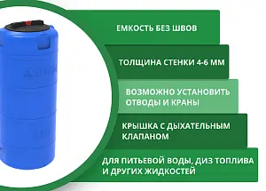 Пластиковая емкость ЭкоПром А 200л (Синий) 5