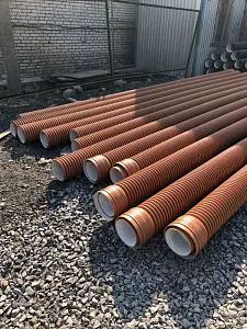 Труба PP SN14 460/400 6м с раструбом (рыжая) 8