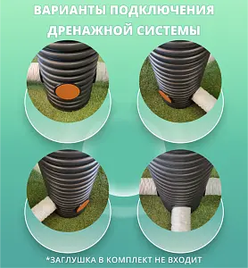 Дренажный колодец d368 h2000 с зеленой крышкой (отводы 110 мм) 5