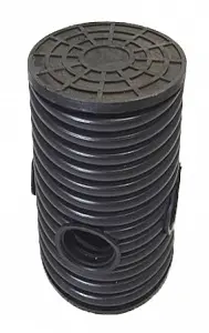 Дренажный колодец d315 h 500 с черной крышкой (отводы 160 мм) 2