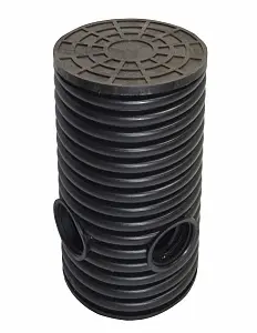 Дренажный колодец d695 h1500 с черной ПДТ крышкой (отводы 160 мм) 1