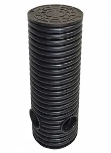 Дренажный колодец d695 h5500 с черной ПДТ крышкой (отводы 160 мм) 1