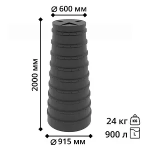 Колодец конический 2,0 м с перфорацией 2,0/0,915/0,6 (литой с крышкой) 2