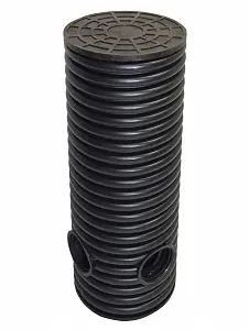 Дренажный колодец d695 h5000 с черной ПДТ крышкой (отводы 160 мм) 1